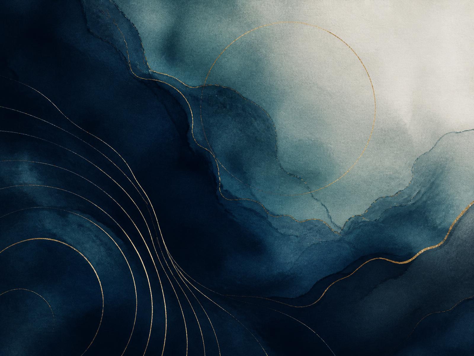Abstrakte Navy-Gold-Komposition als Sinnbild für innere Reflexion